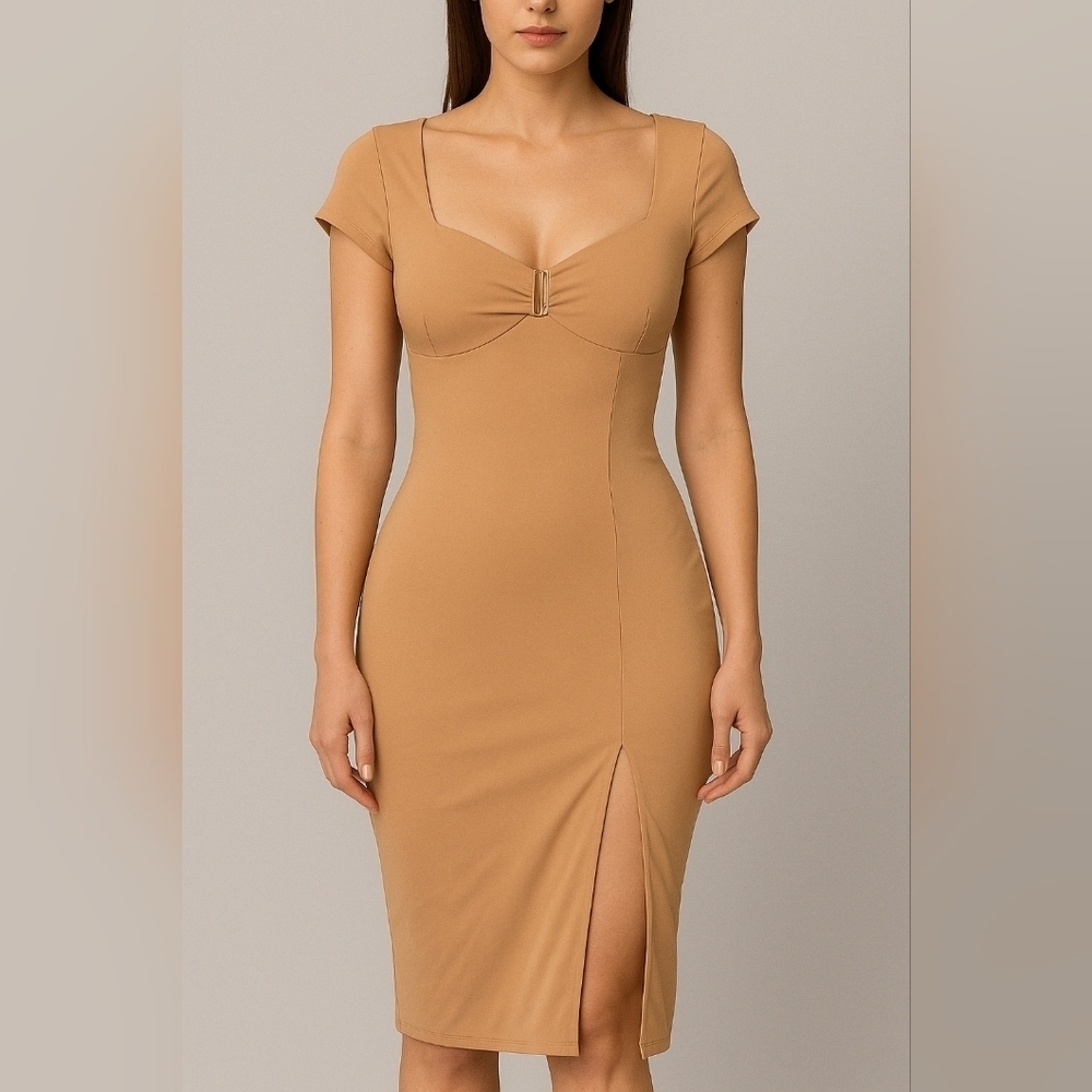 Derek Heart NWT lined body con dress tan